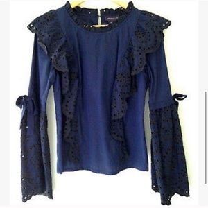 Anthropologie Tops - Amaryllis. Eyelet bell sleeve blouse with bows . Anthropologie Tops - Amaryllis. Eyelet bell sleeve blouse with bows .